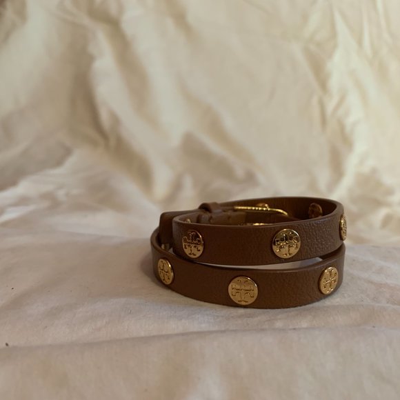 DOUBLE WRAP BROWN LEATHER TORY BURCH BRACELET - Picture 2 of 5